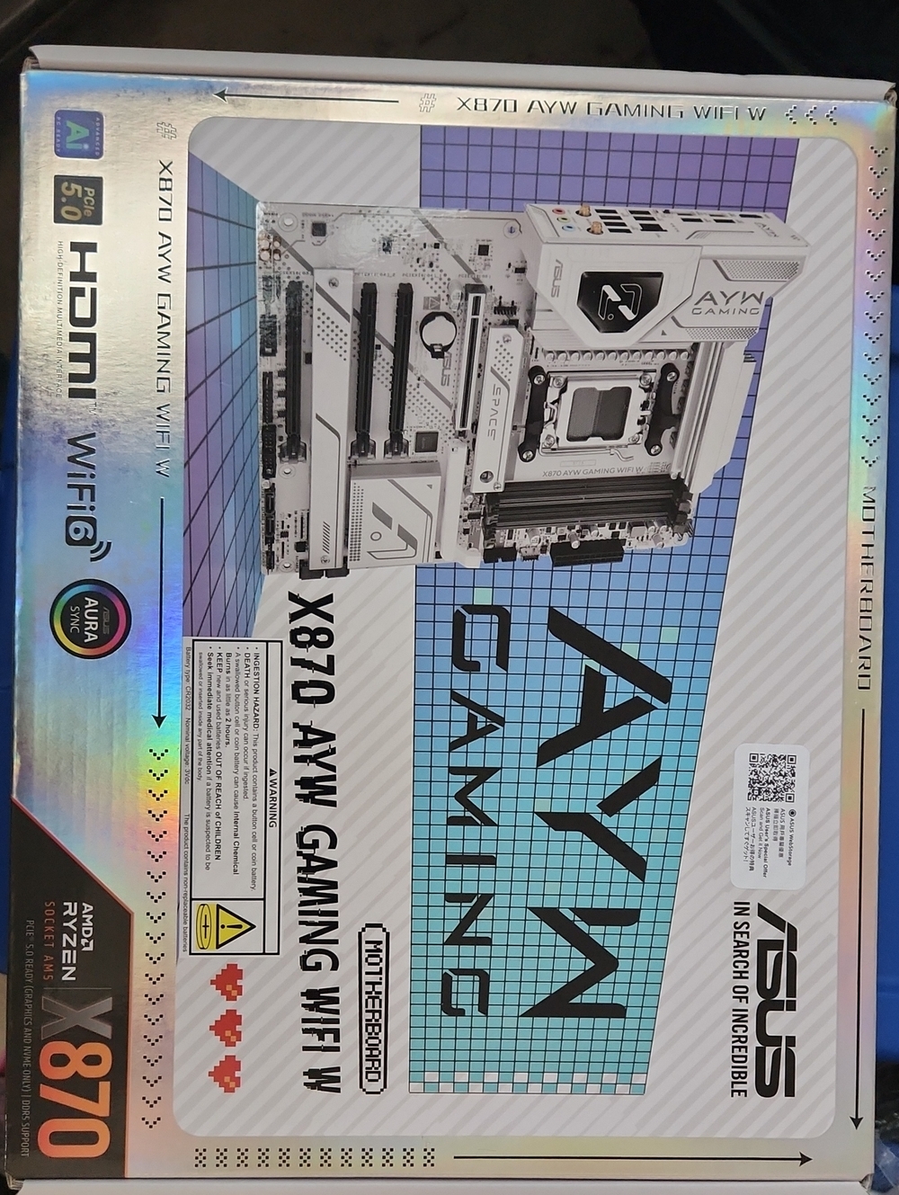 ASUS AYN Gaming X870 A/XW Motherboard - White with Black Accents